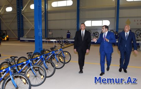 Prezident İlham Əliyev velosiped istehsalı zavodunun açılışında
